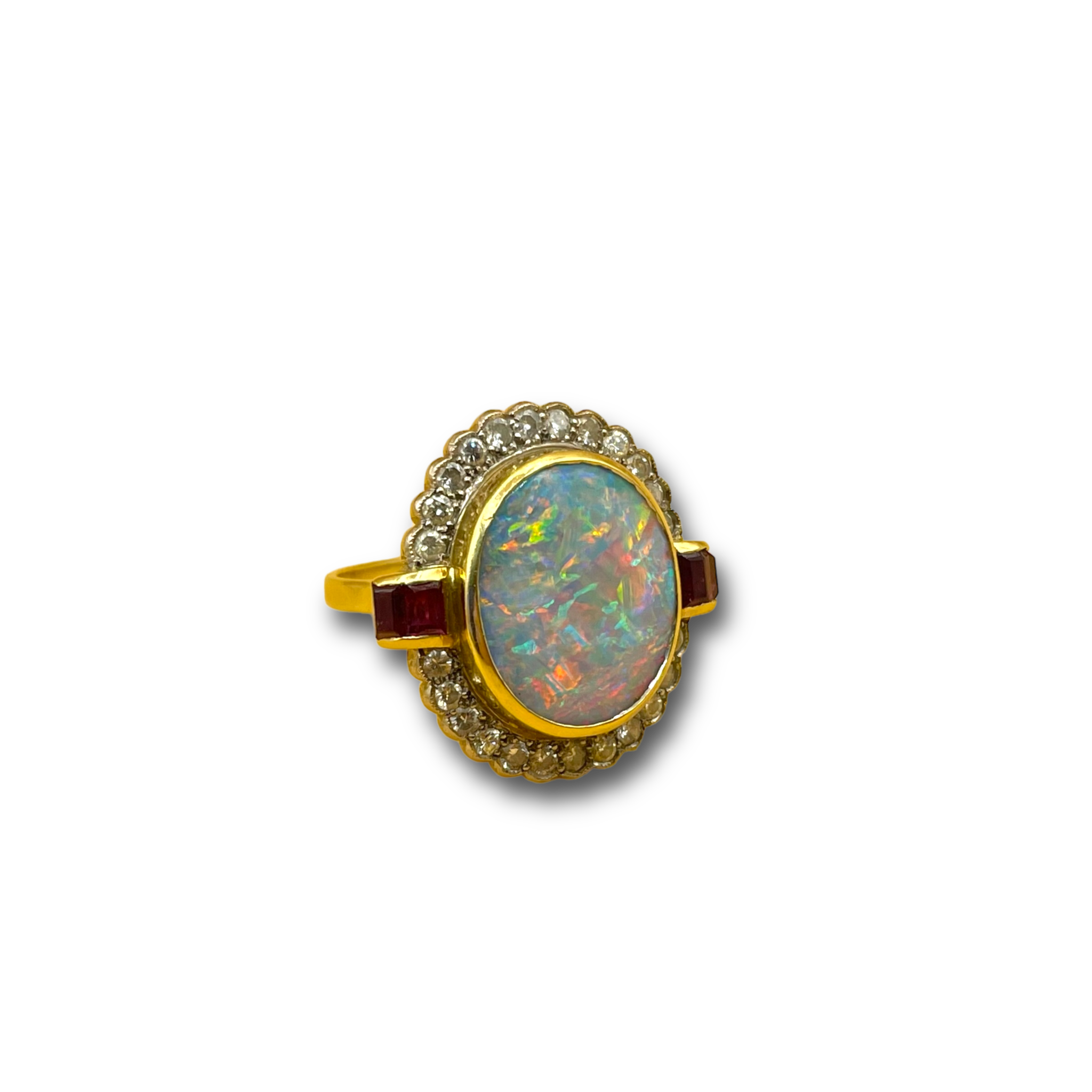 Zwarte opaal diamant robijn