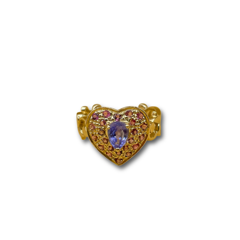 Hart ring toermalijn tanzanite