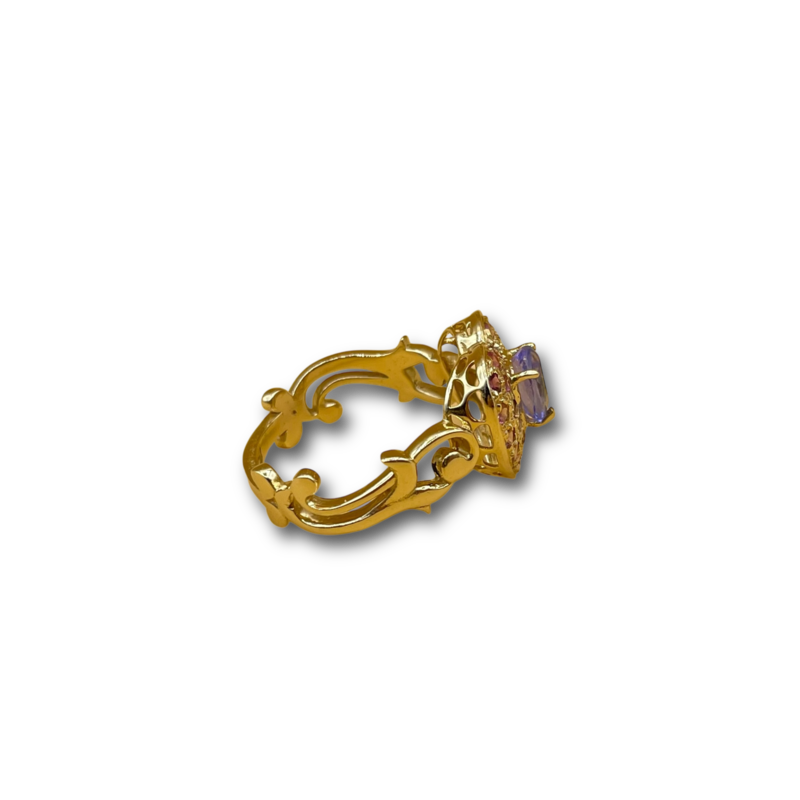 Hart ring toermalijn tanzanite