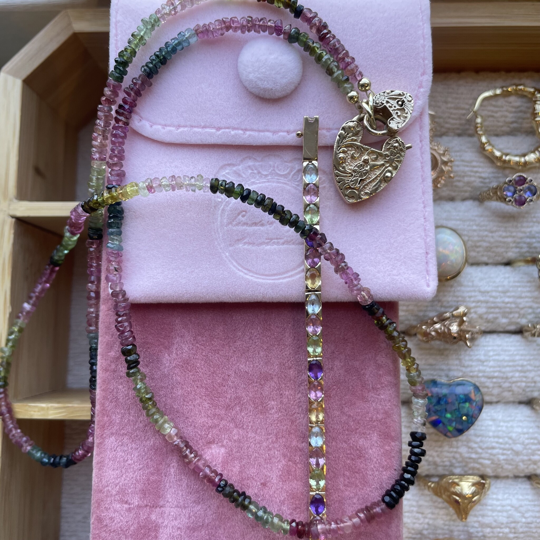 Toermalijn regenboog ketting