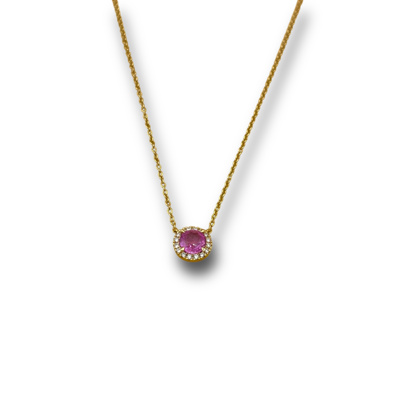 ketting roze saffier diamant