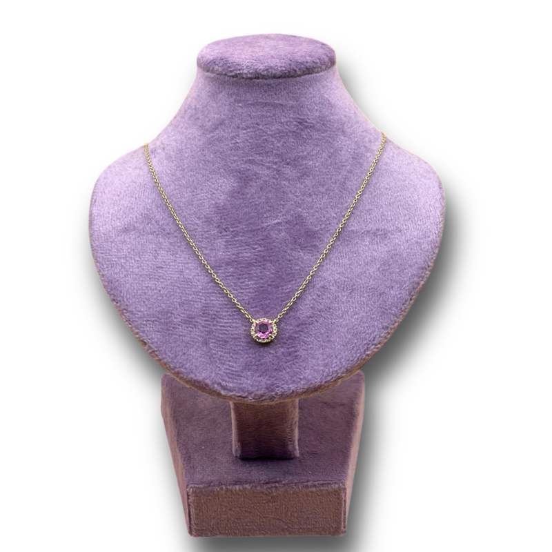 ketting roze saffier diamant