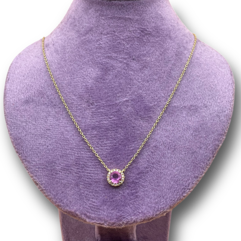 ketting roze saffier diamant
