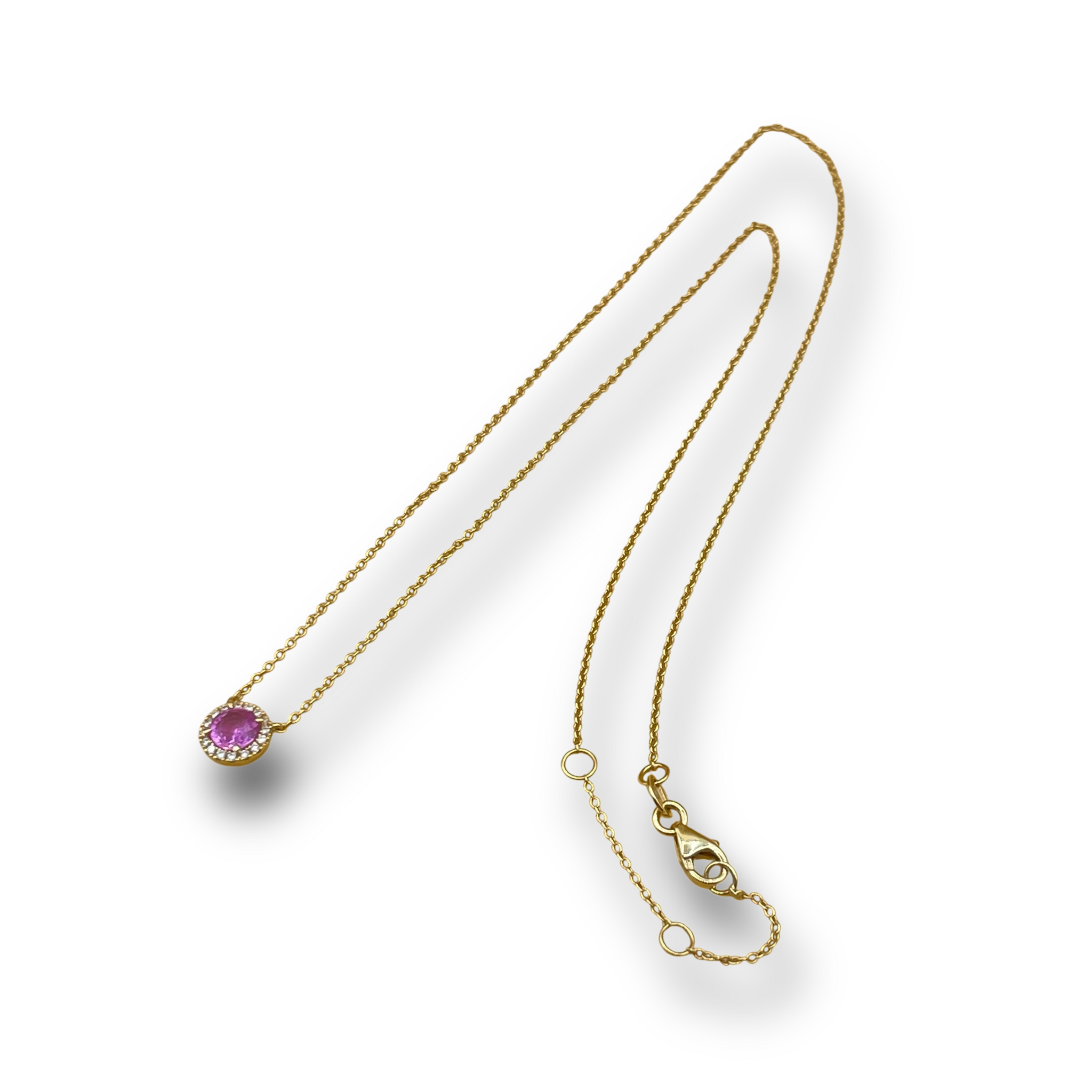 ketting roze saffier diamant