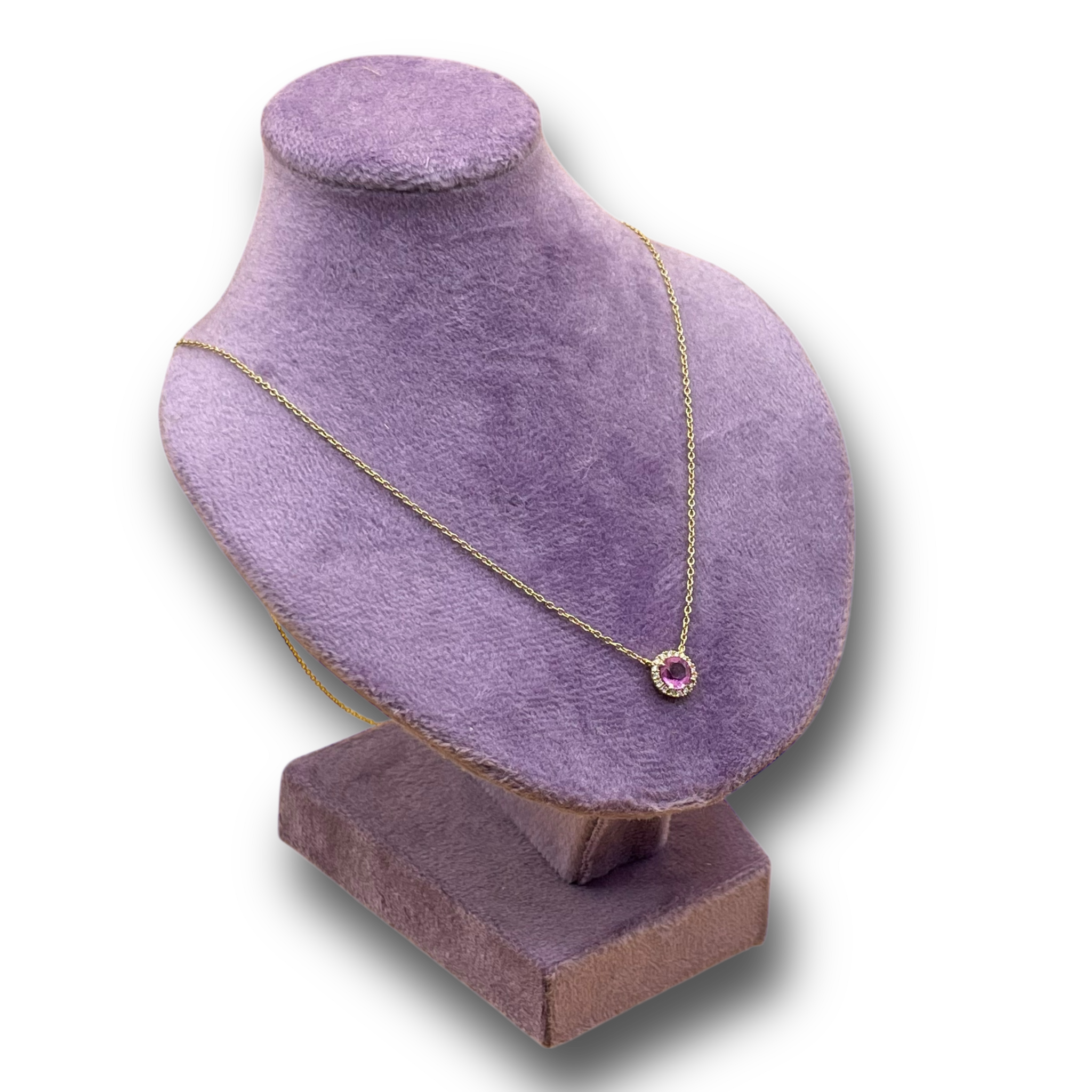 ketting roze saffier diamant