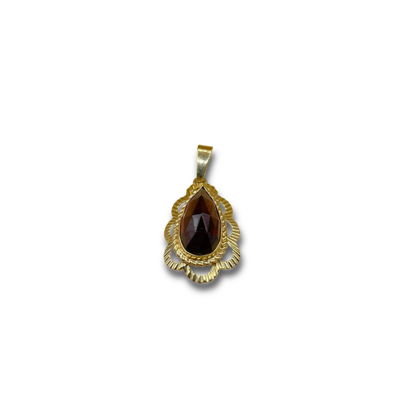 Granaat hanger 14 karaat