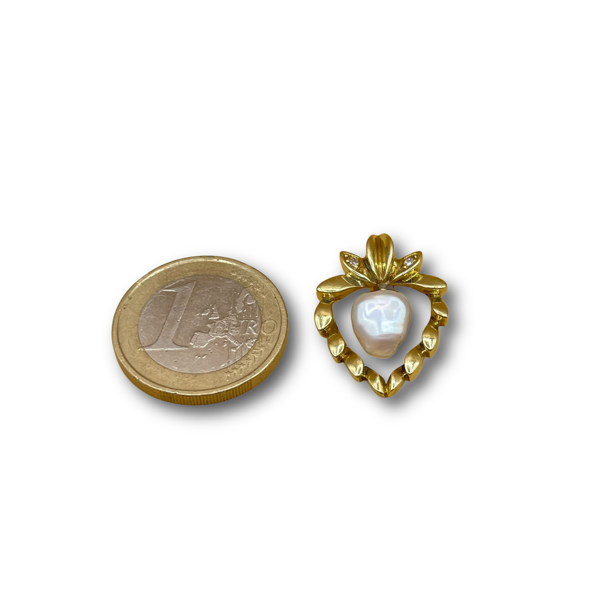 Parel diamant hanger 14 karaat