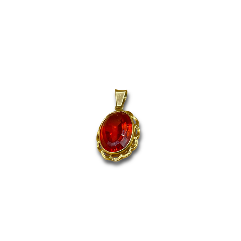 Oranje almadine hanger 14 karaat