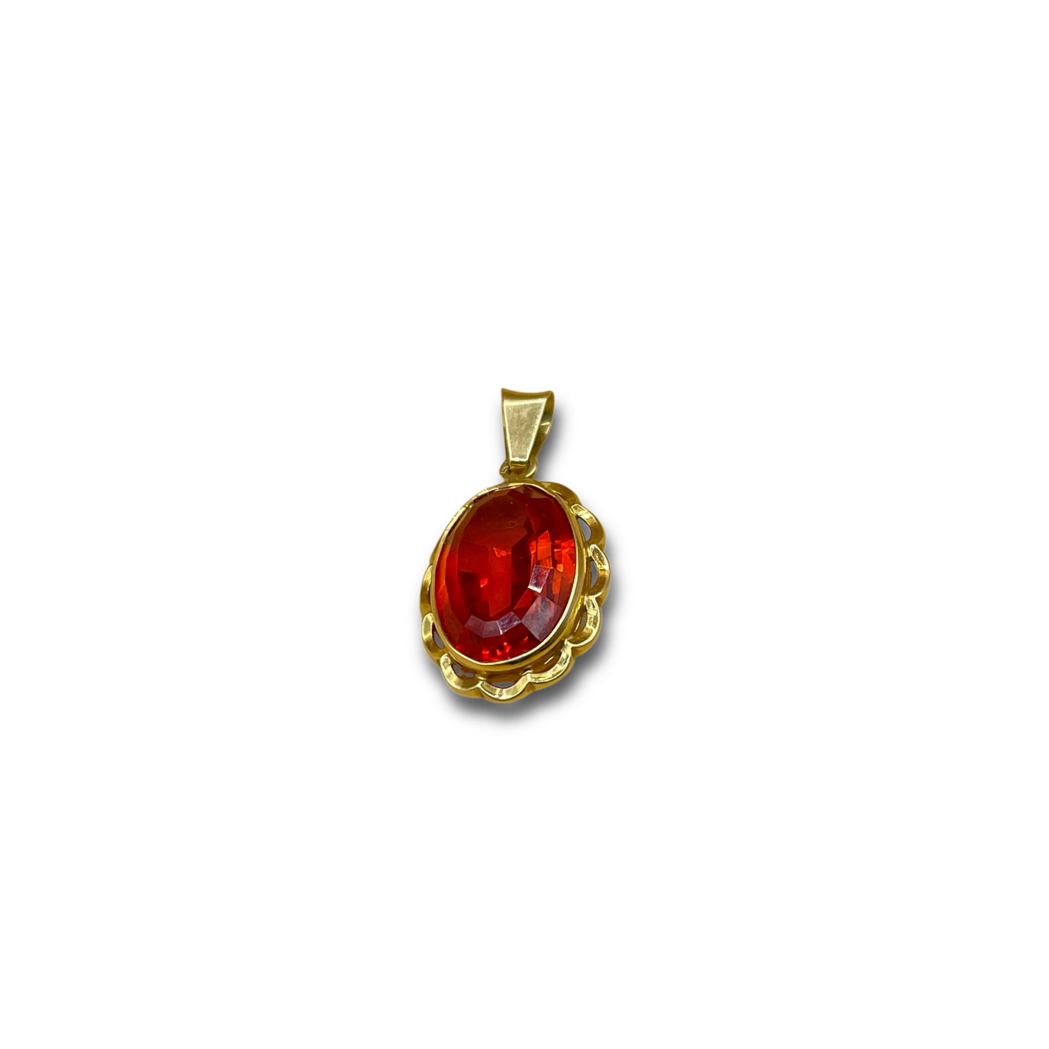 Oranje almadine hanger 14 karaat