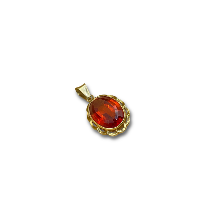 Oranje almadine hanger 14 karaat
