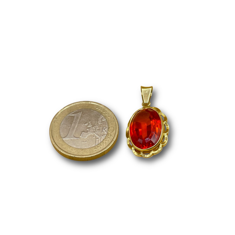 Oranje almadine hanger 14 karaat