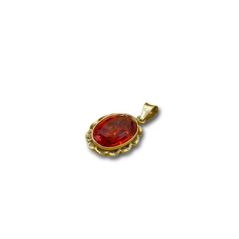 Oranje almadine hanger 14 karaat