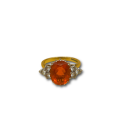 Fire Opal  .75ct diamond