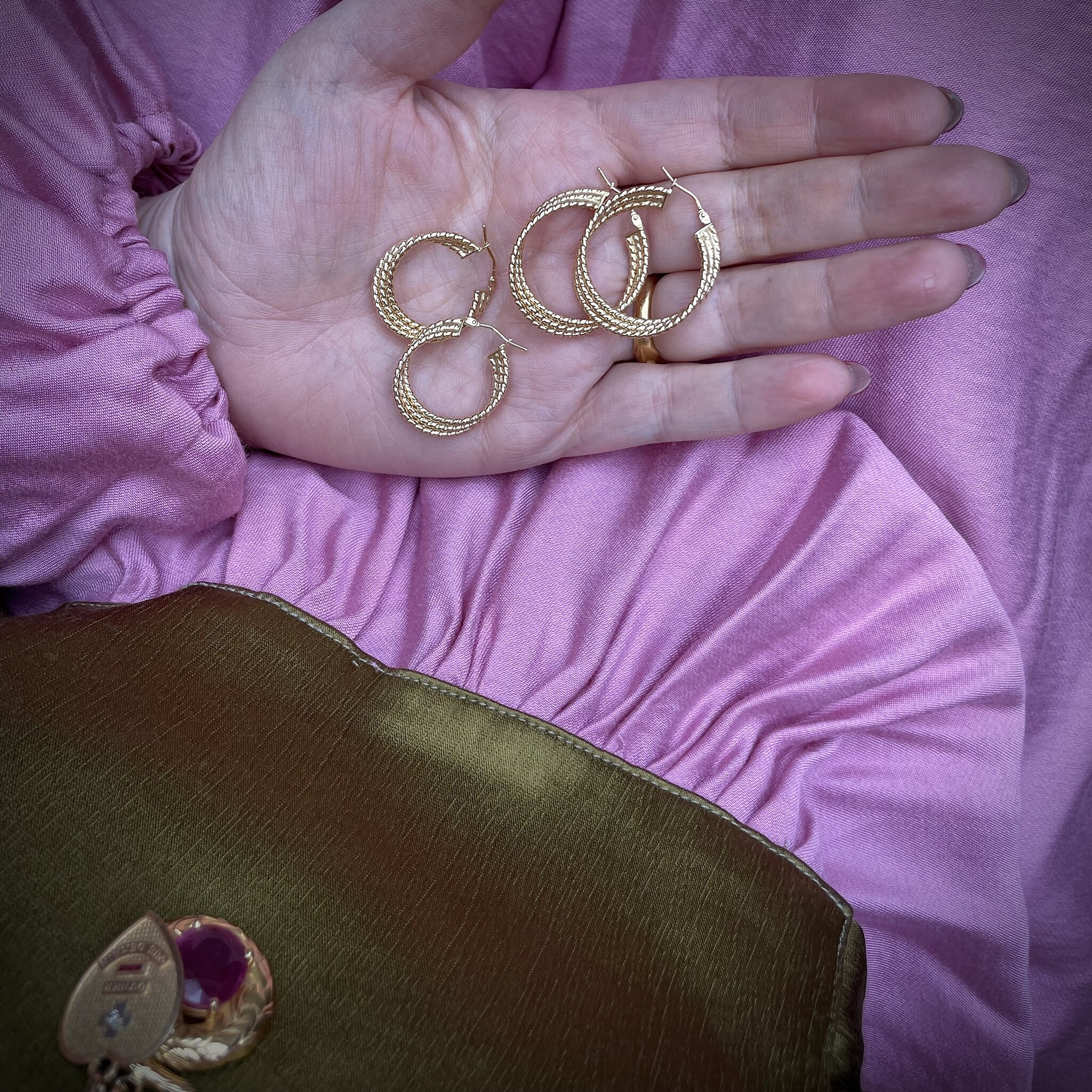 Oorbel drie Rijen ribbel