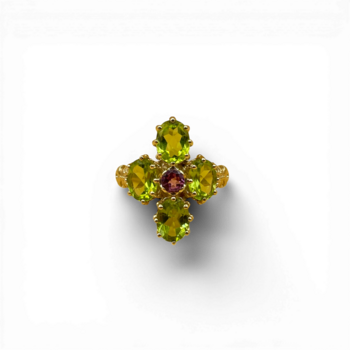 Peridot tourmaline clover