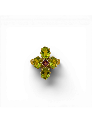 Peridot tourmaline clover