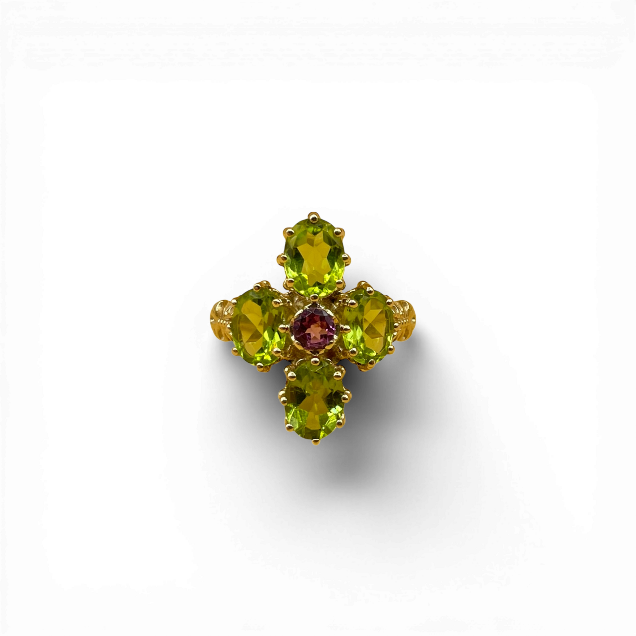 Peridot en roze toermalijn klaver