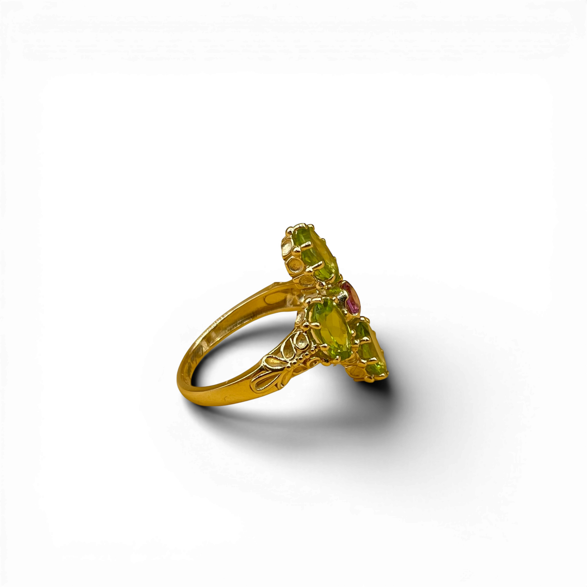 Peridot en roze toermalijn klaver