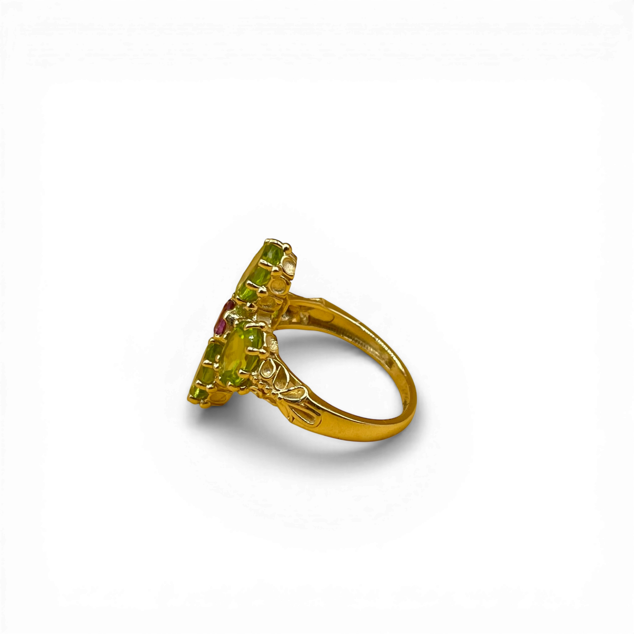 Peridot en roze toermalijn klaver