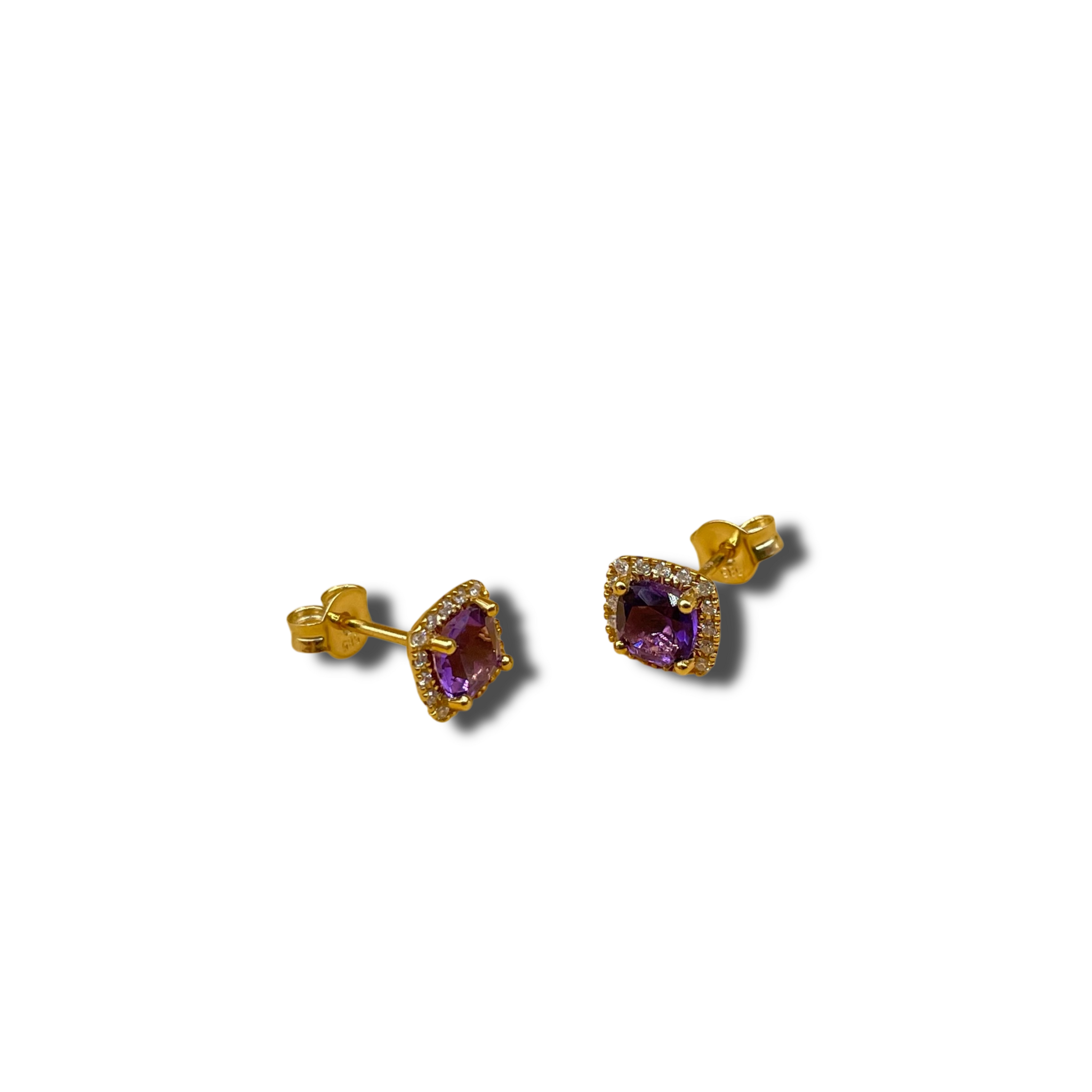 Amethist diamant oorbellen