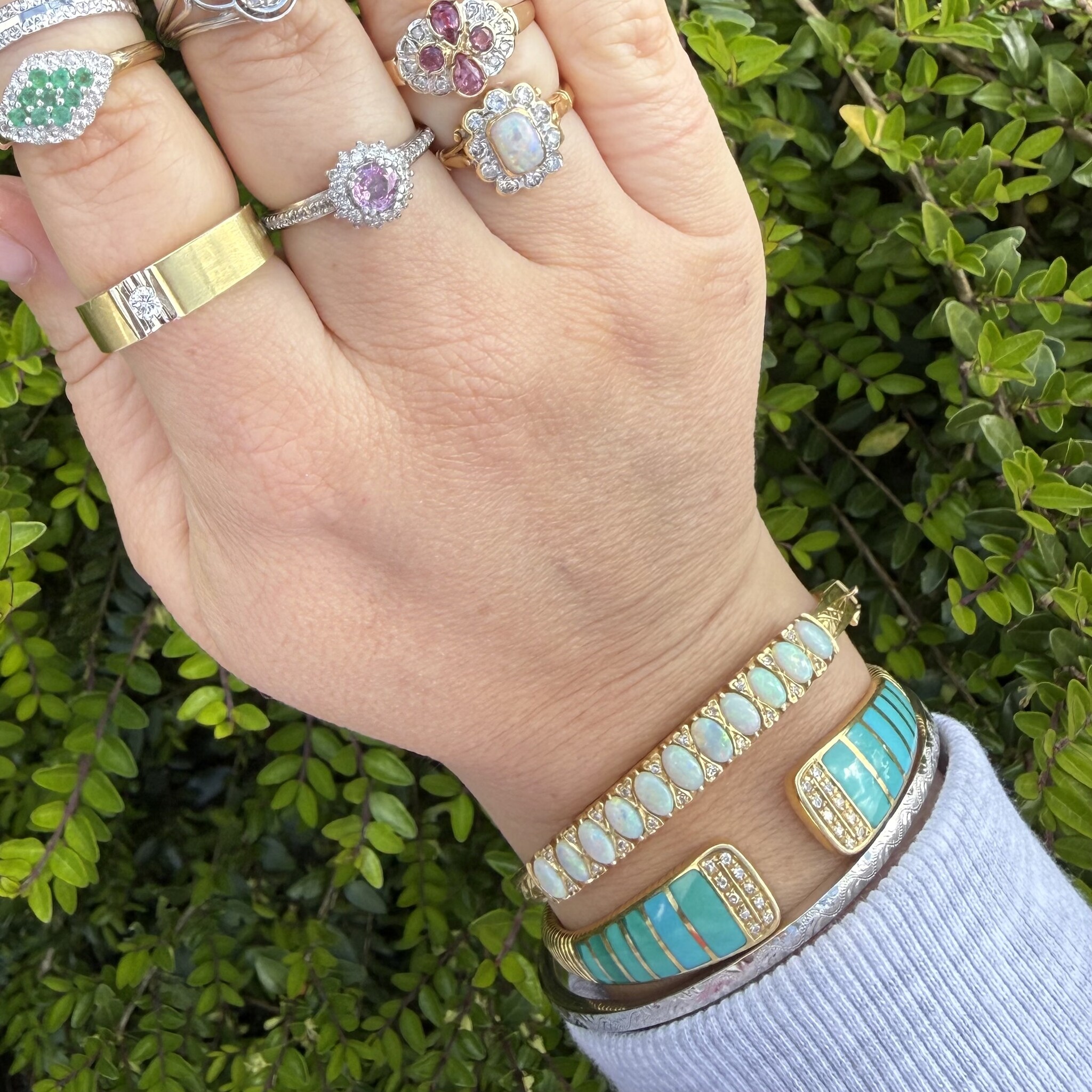 Opaal en diamant  armband