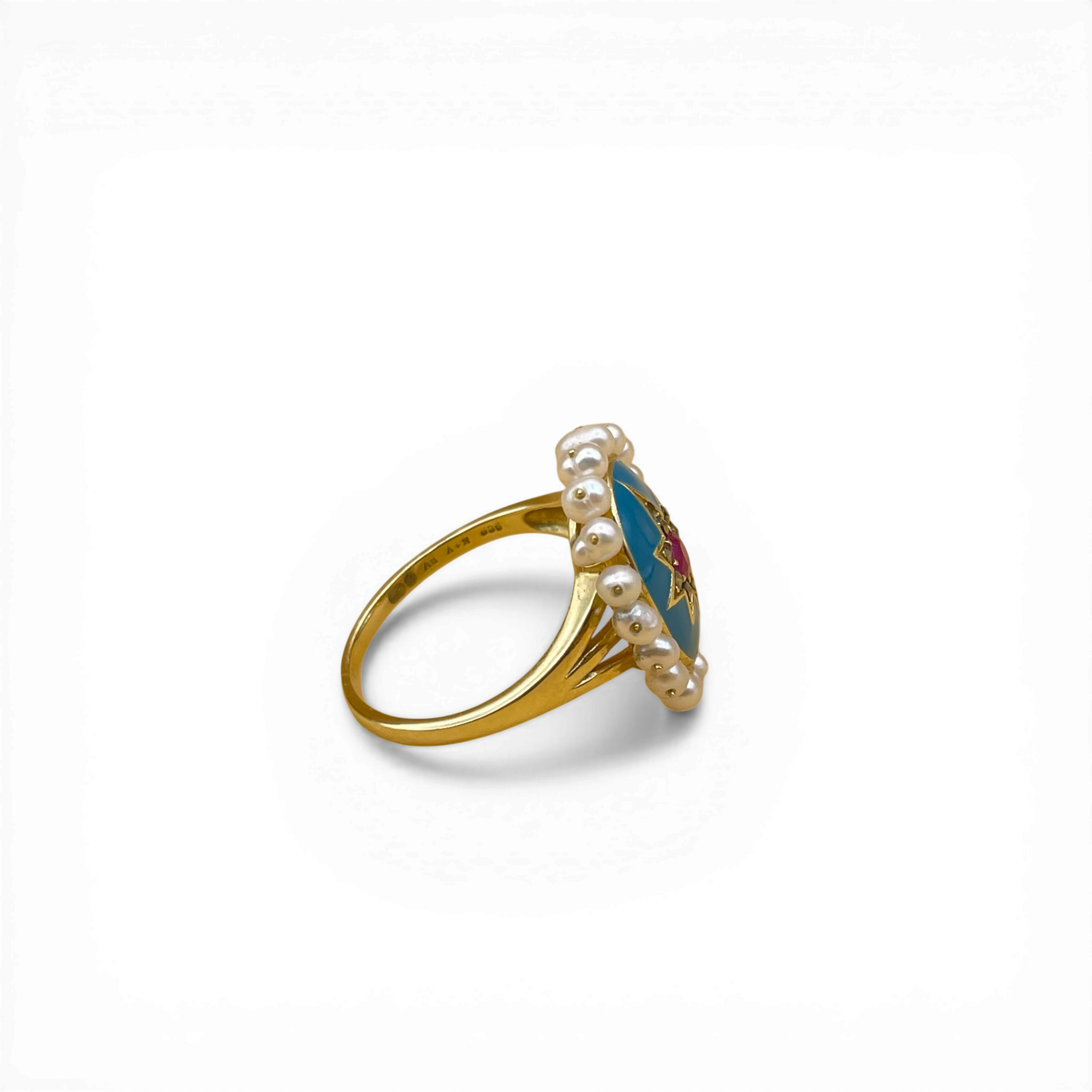 Emaille blauwe parel