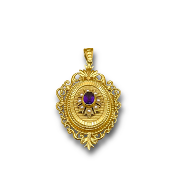 Amethyst Pearl locket