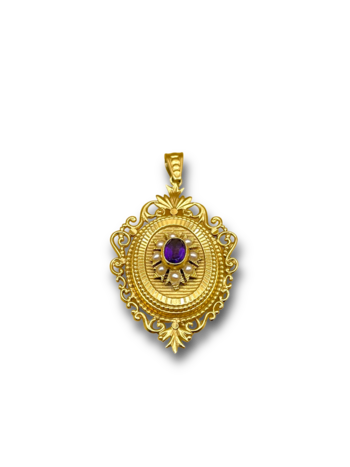 Amethyst Pearl locket