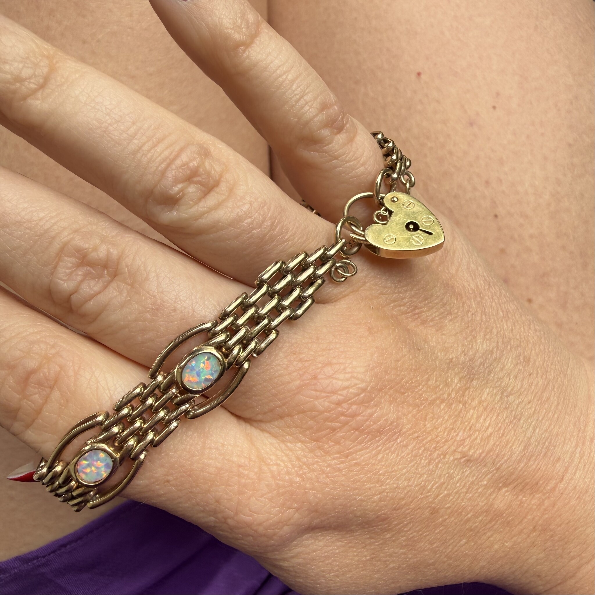 Opaal armband hart slot