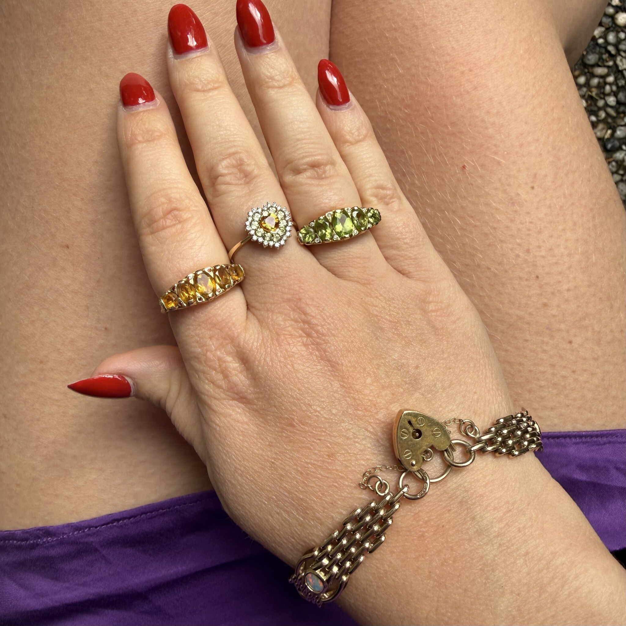 Citrine diamant peridot hart