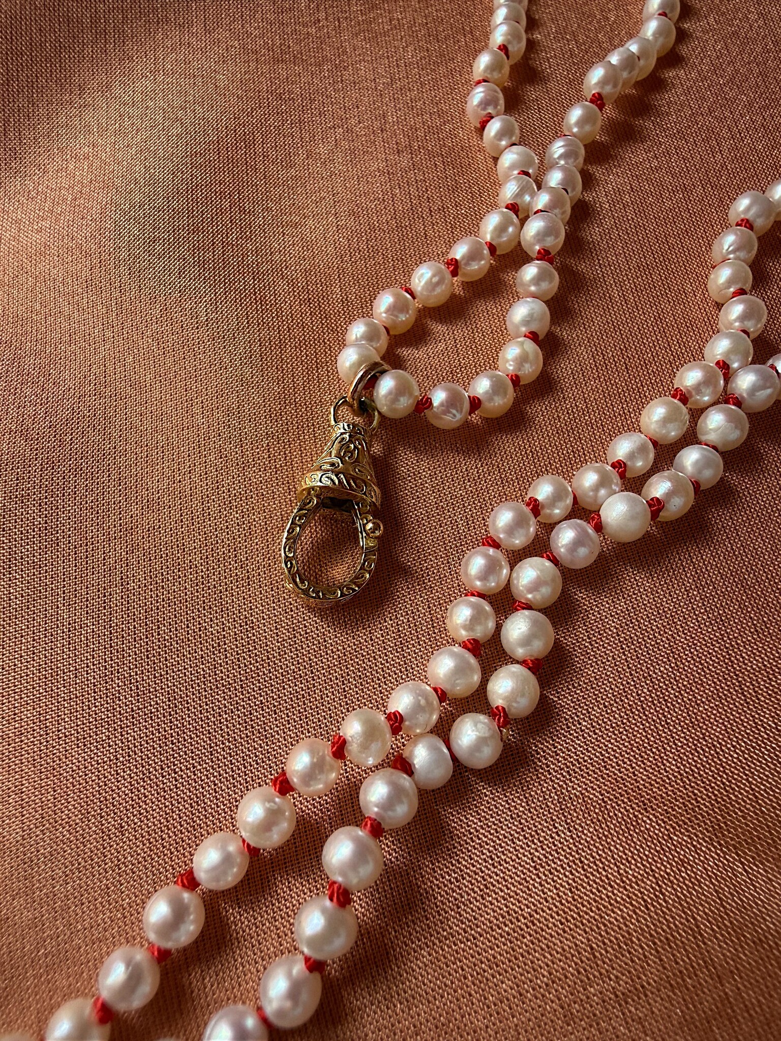 Parel musqueton sluiting ketting