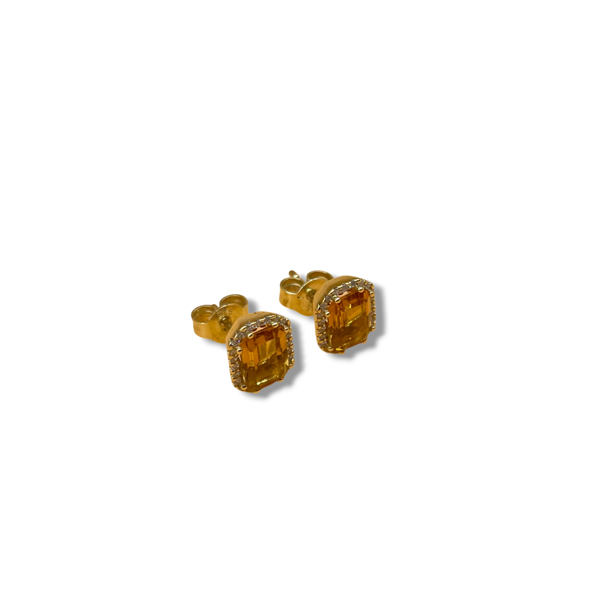 Citrine diamant oorbellen