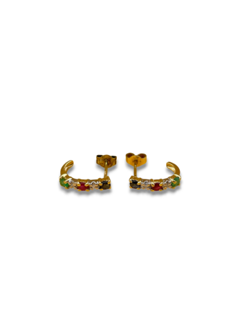 Emerald Ruby sapphire diamond studs