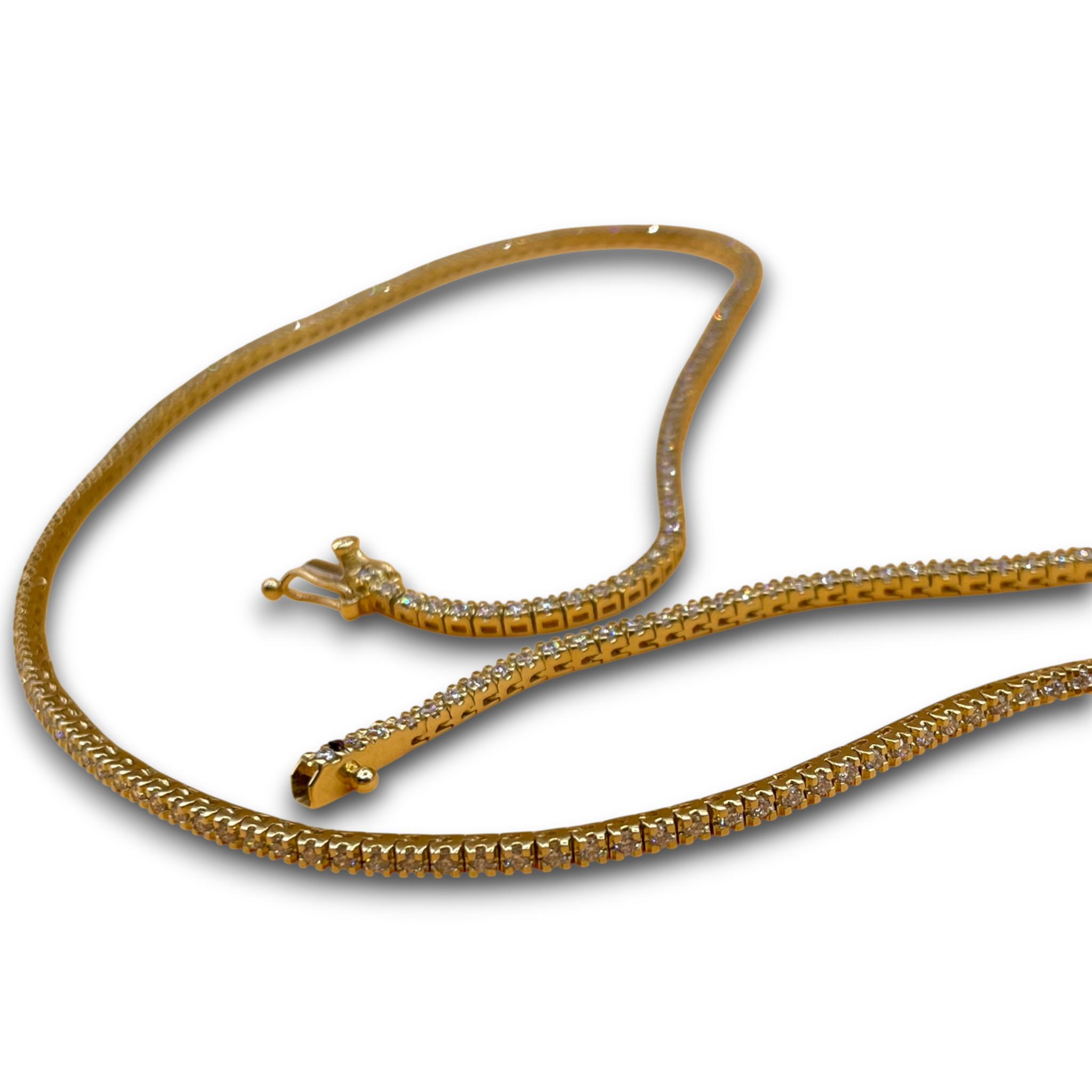 Tennis ketting diamant geel goud