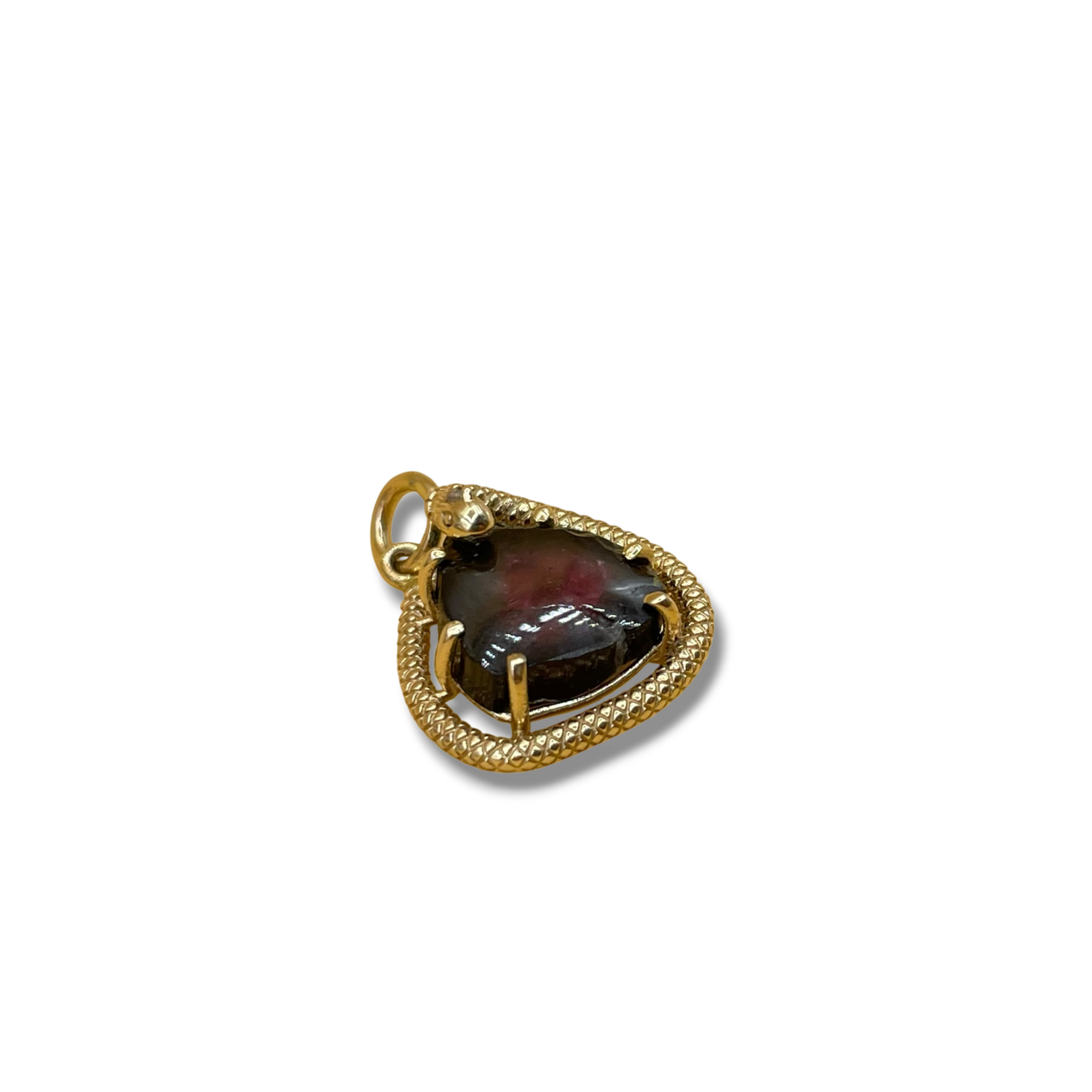 Slang watermeloen toermalijn diamant hanger