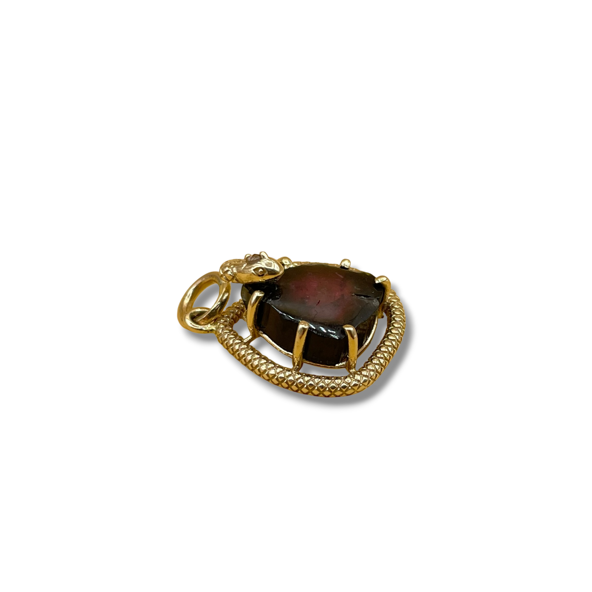 Slang watermeloen toermalijn diamant hanger