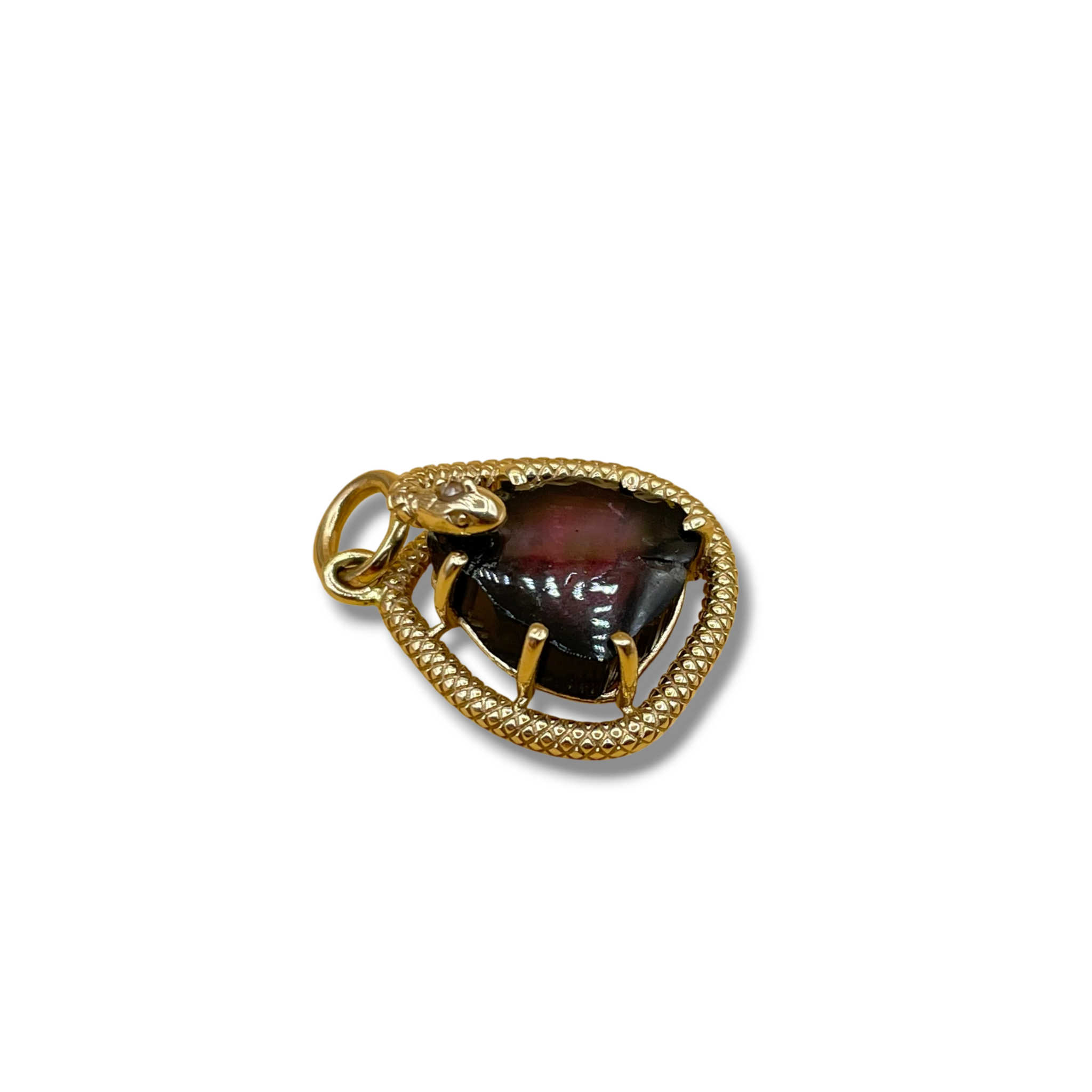 Slang watermeloen toermalijn diamant hanger
