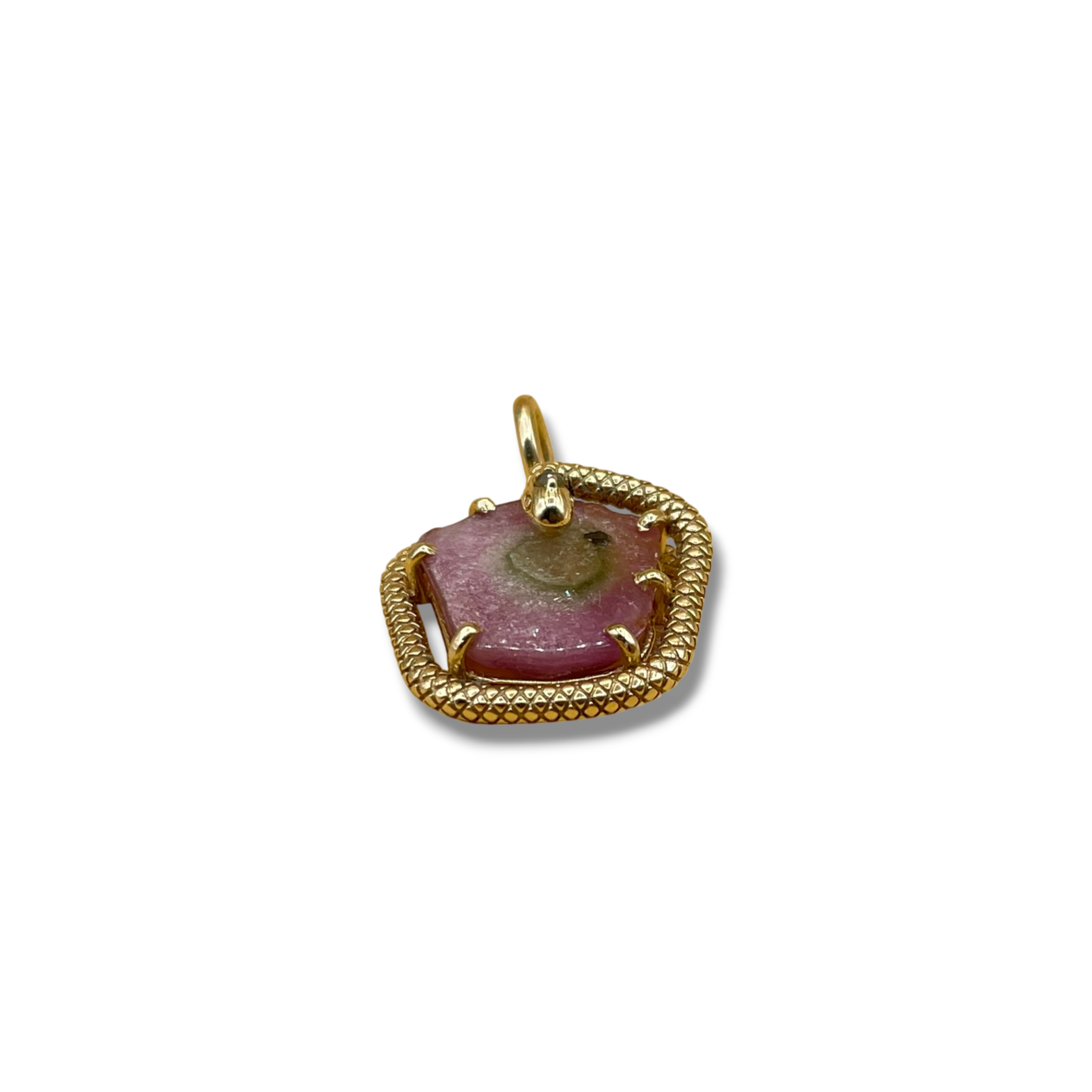 Slang watermeloen toermalijn diamant hanger