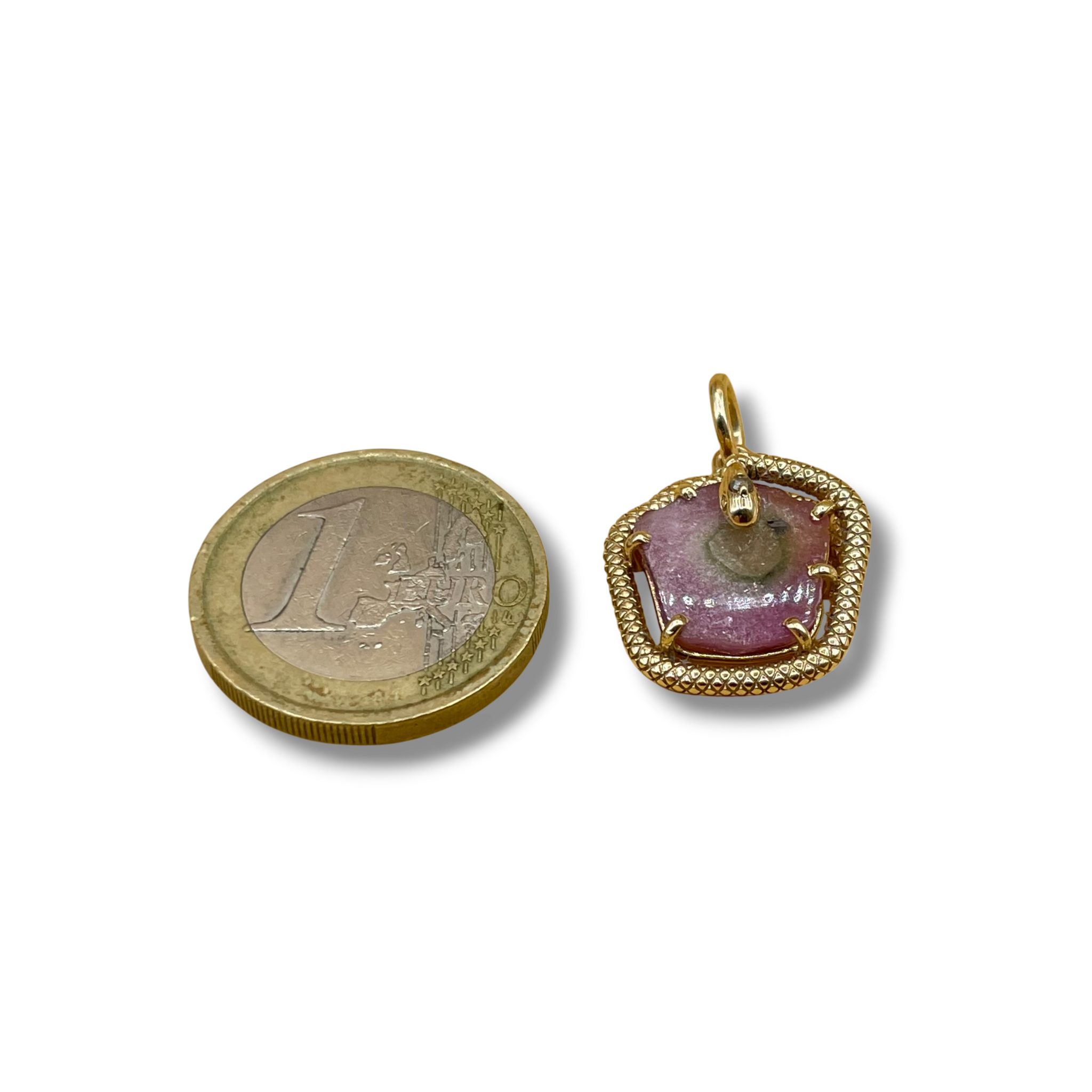 Slang watermeloen toermalijn diamant hanger