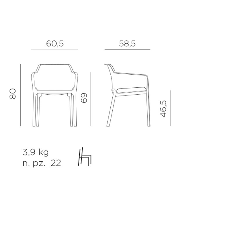 Nardi Nardi Net stackable arm chair