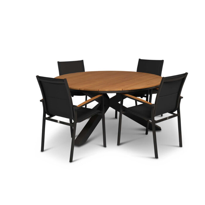 Tierra Outdoor Tierra Outdoor Foxx Stackable Chair Charcoal Gray - Teak - TO-6103