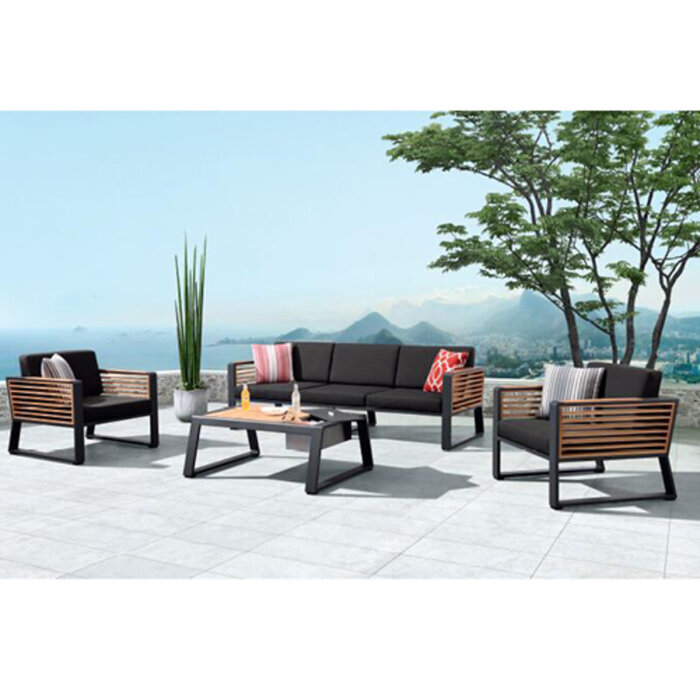 Higold Higold New York Three-seater sofa set 4pcs black/teak
