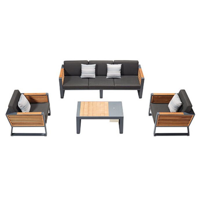 Higold Higold New York Three-seater sofa set 4pcs black/teak