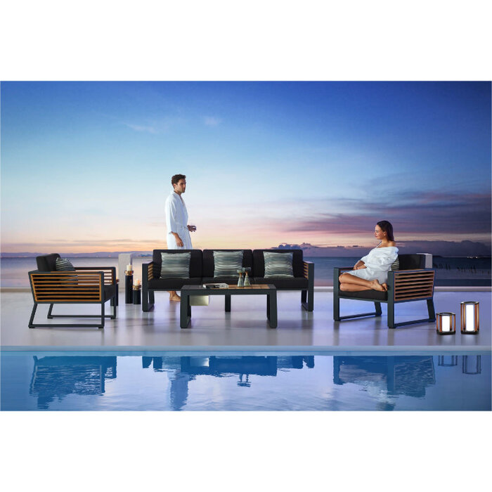 Higold Higold New York Three-seater sofa set 4pcs black/teak