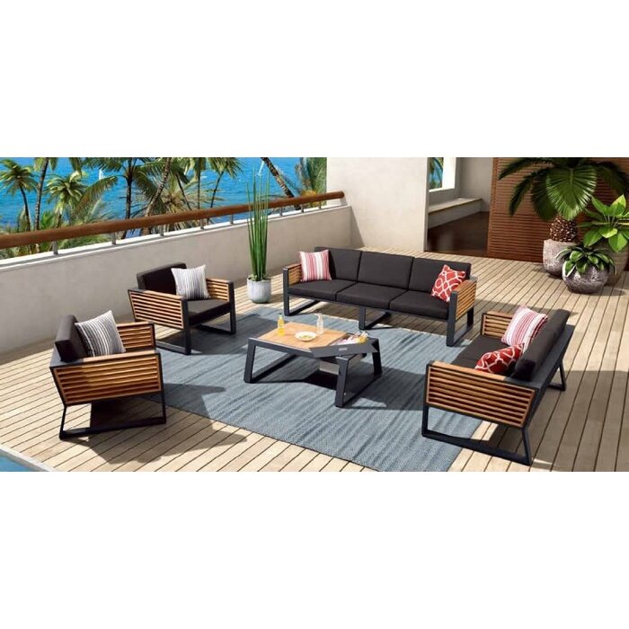 Higold Higold New York Three-seater sofa set 4pcs black/teak