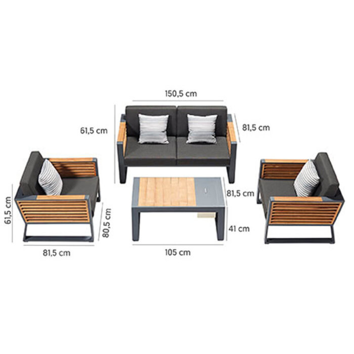 Higold Higold New York Two-seater sofa set 4pcs black/teak