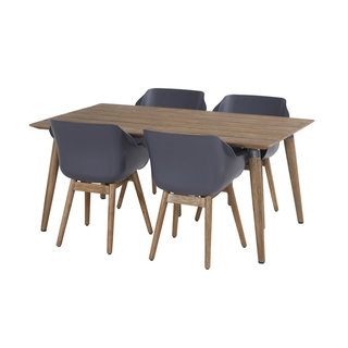 Hartman Hartman 5 piece Sophie studio teak set with table 170x100cm D.GRIJS TEAK