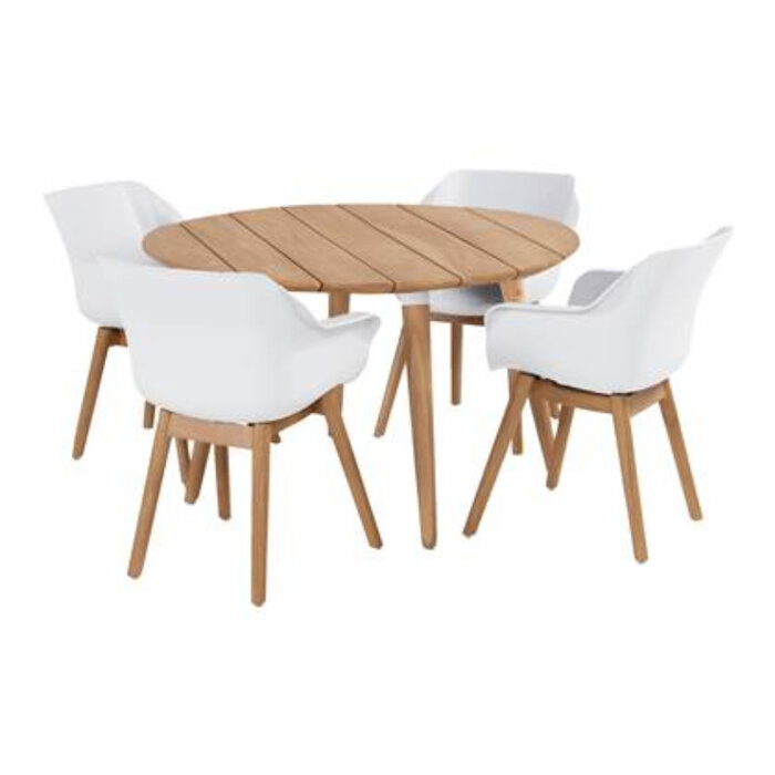 Hartman Hartman set 5-delig Sophie studio teak set met tafel 120cm rond WIT-TEAK