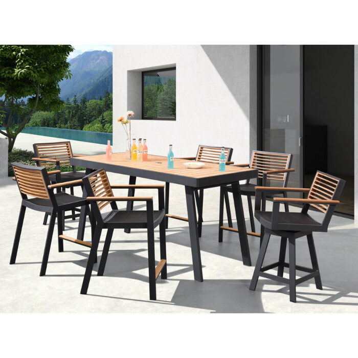 Higold Higold 7-piece York Bar set CHARCOAL GRAY-TEAK