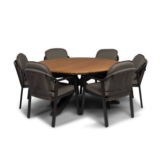 Tierra Outdoor Tierra Outdoor 7-delig set Pep armstoel met Omnigo 150cm tafel GRIJS-TEAK